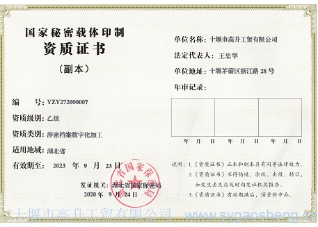 載體(tǐ)印制(zhì)資質（數(shù)字檔案加工(gōng)）